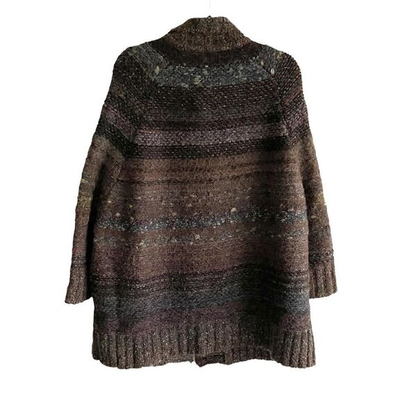 FREE PEOPLE Wool Starlight Shadow Long Poncho Sweater Cardigan Brown XS - Picture 7 of 11